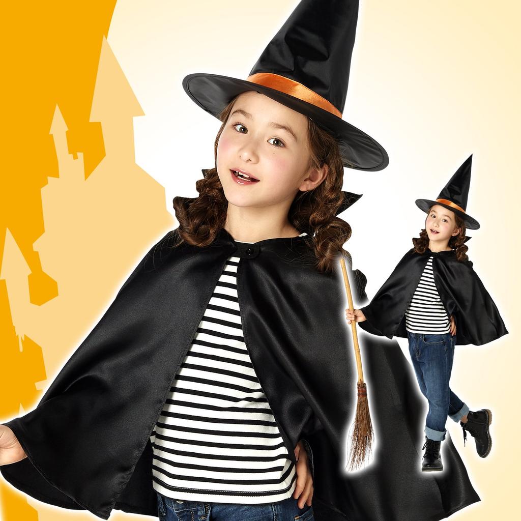 Clearstone Halloween Witch Cosplay Set for Kids, Unisex, Black