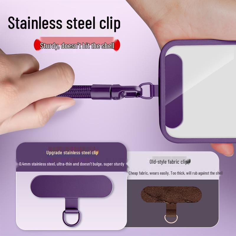 Adjustable Length Anti-Theft Mobile Lanyard with Stainless Steel Clip