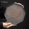 Japanese Gilding Iron Glaze Bamboo Tea Tray Ceramic Pot Pot Holder Support Tea Table Small Fruit Tray Tea Cake Tray