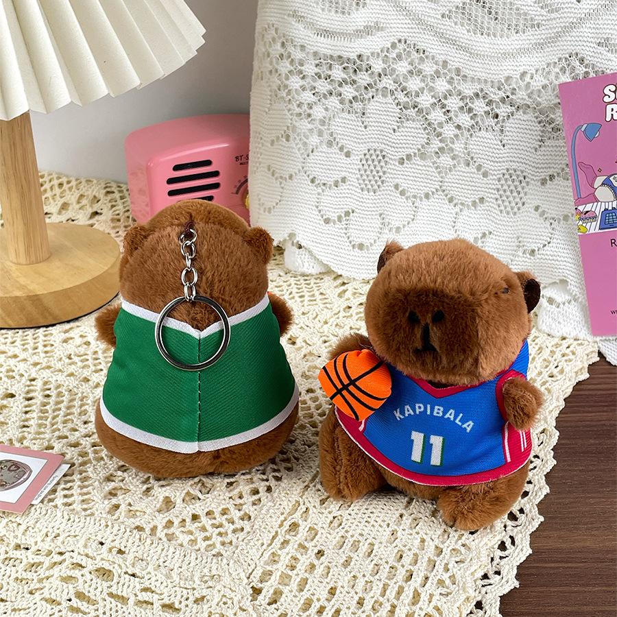 Cute Jersey Kapibala Plush Dolls Playing Basketball Capybara Dolls Bag Pendant Children's Day Gift