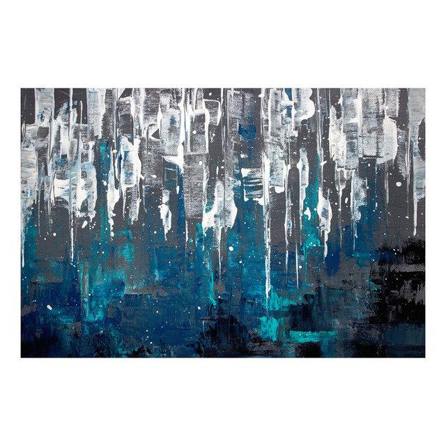 

Современная абстрактная синяя картина на холсте, краска, настенные панно для гостиной, скандинавское настенное искусство, модульные декоративные картины, домашний декор 20cm×40cm NoFrame