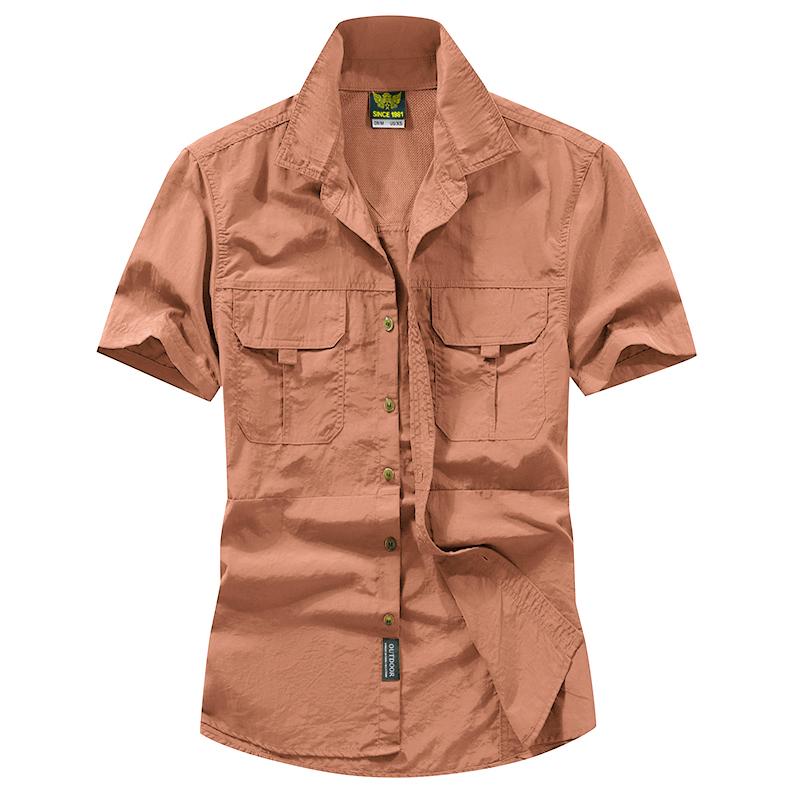 Summer Short Sleeved Shirt Men's Outdoor Loose Quick Drying Shirt Inch Shirt Casual Mountaineering Shirt