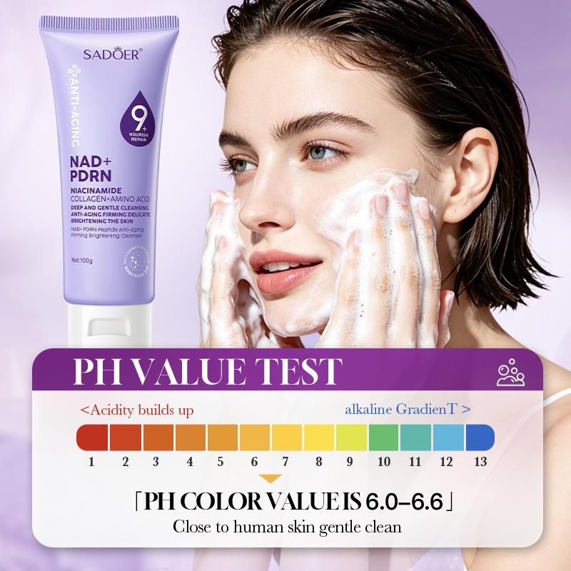 Sadoer Niacinamid Gesichtsreiniger 100g, Anti-Aging Straffendes Tiefenreinigung Gesichtsreiniger mit Kollagen & Aminosäure, Aufhellende Zarte Hautpflege