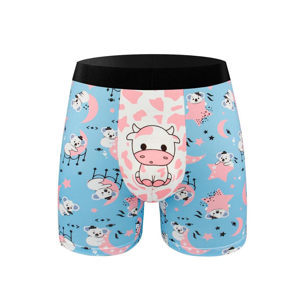 Temu Digital Printing Men's Breathable Boxer Briefs - Comfortable European & American Style Underwear