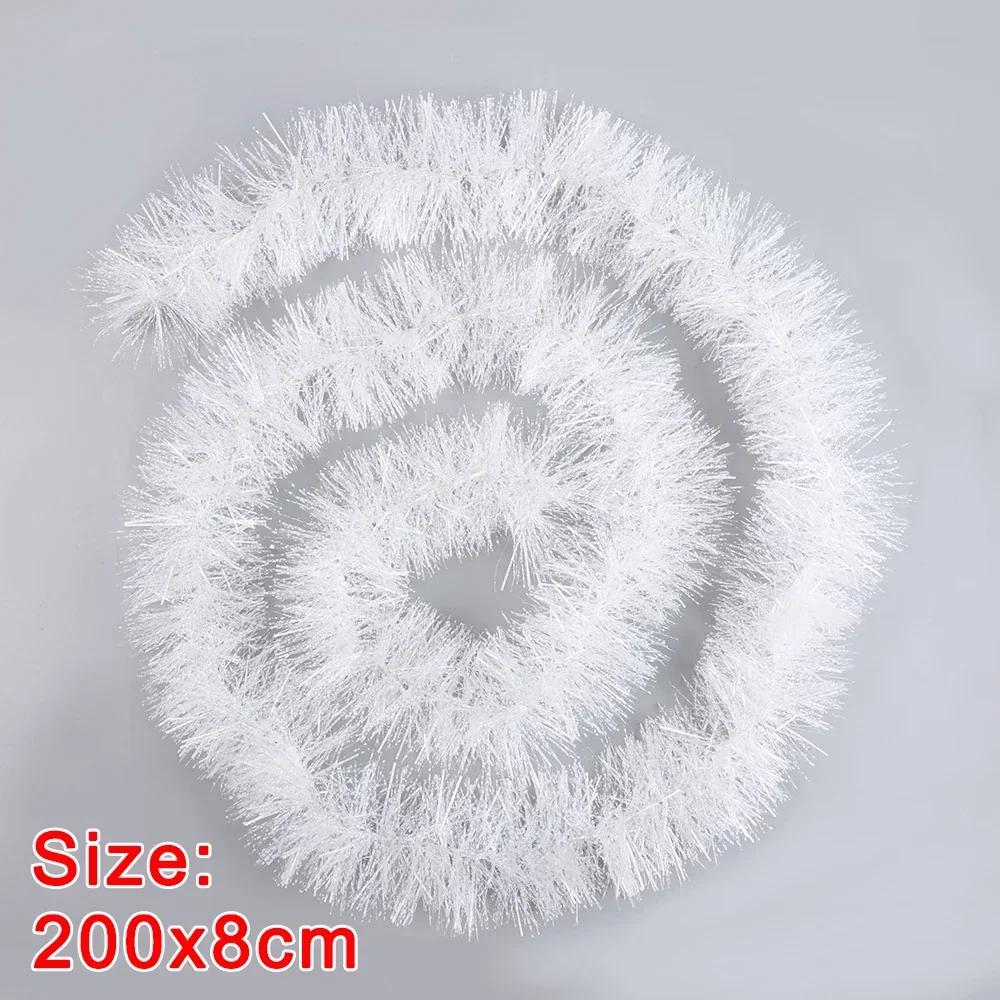 

2M Christmas Ribbon Garland Xmas Tree Foil Pull Flower Ribbons Ornaments White Green Cane Tinsel Wedding Party Home Decoration 1 PC белый