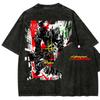 Cyberpunk Cotton T-shirt Men Women Washed Hip Hop Heavyweigh Streetwear Oversized Hip Hop Y2k Harajuku Short Sleeve Female Male Clothing