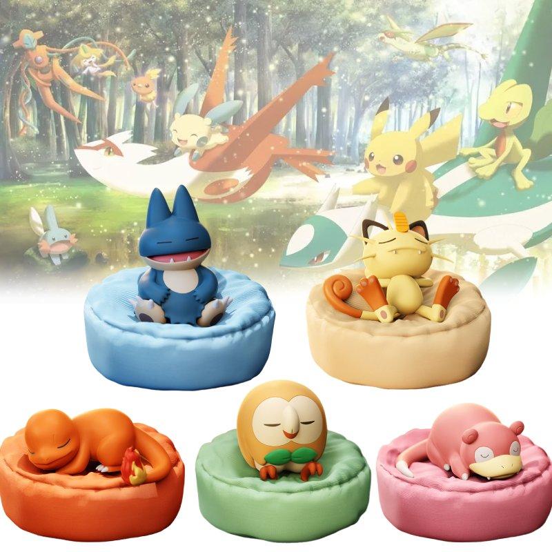 Slowpoke Snorlax Charmander Rowlet Meowth Toy Sleep Model Christmas Gift