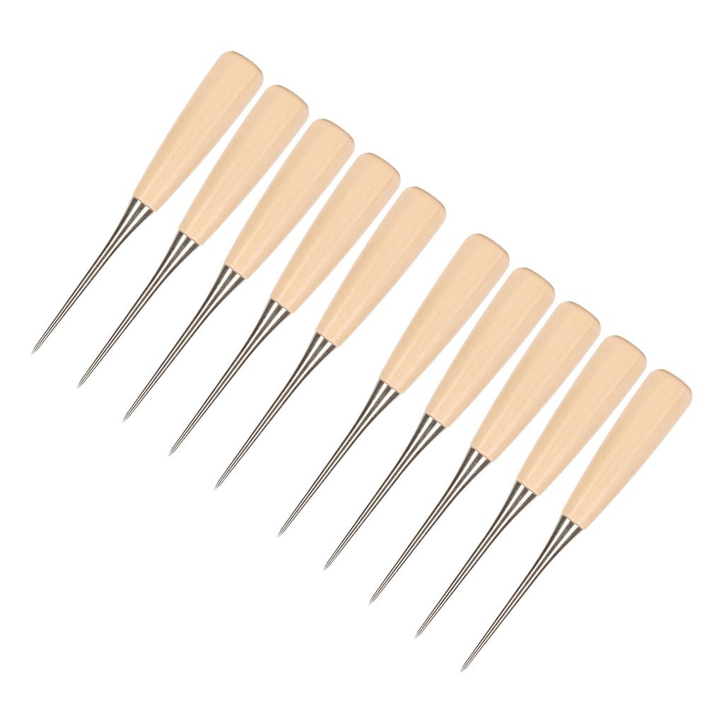 Wooden Handle Awl Punch Stainless Steel Awl Leather Scratch Awl for DIY Sewing Leather Punch Book