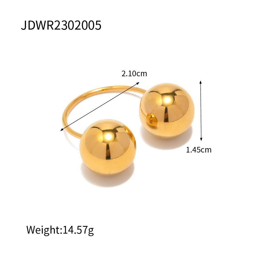 Golden Steel Spherical Personality Ring For Women Large Small Ball Design High End Minimalist Niche Accessory