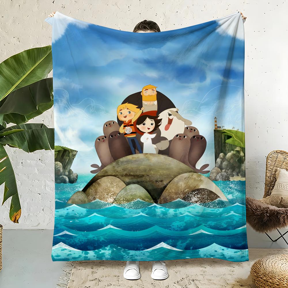 Animation S-SongOfTheSea Throw Flannel Throw Blanket,Bed Home Office Nap Blanket Travel,Camping,Picnic Blanket Soft Decor 75x90cm