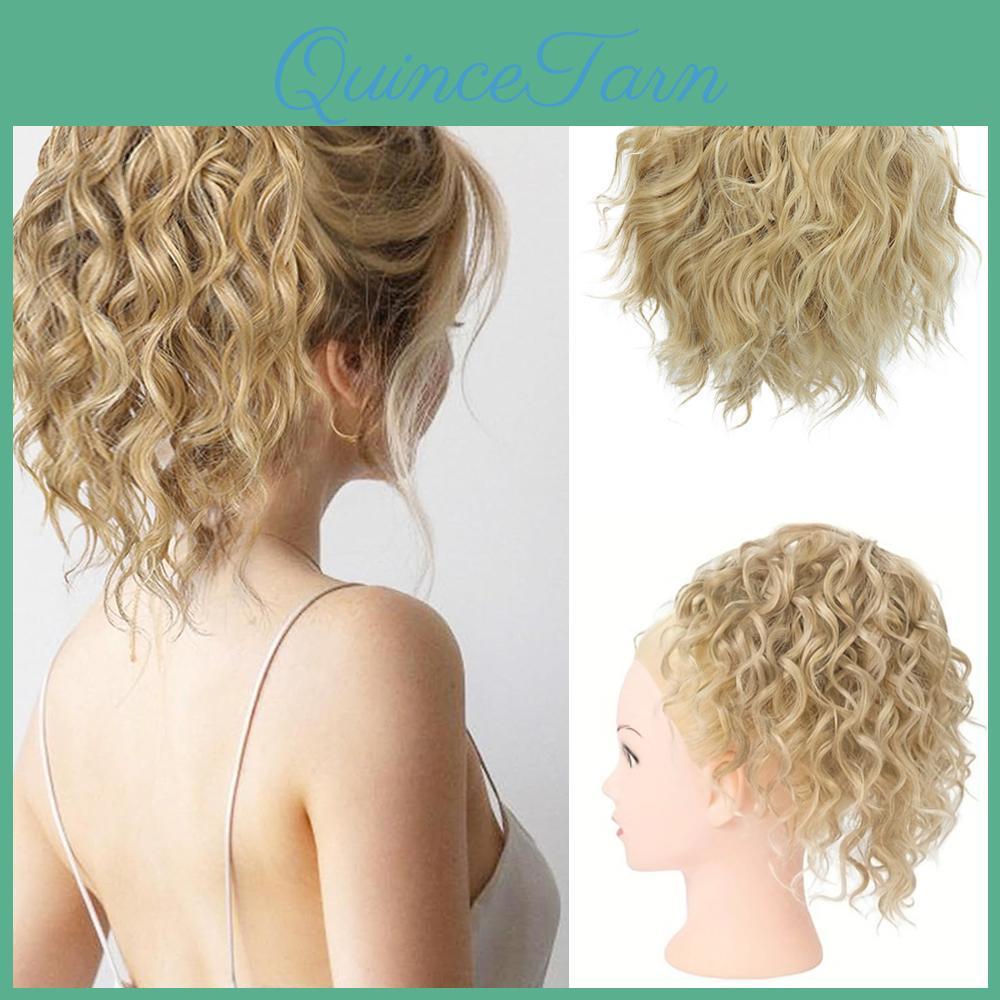 Synthetic Ponytail Curly Short Xinran Extension Blonde Wig Drawstring Ponytail For Women Soft Natural Daily Use