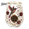 Waldstil Dekorative Glas Handbemalter Becher Eiförmige Tasse mit Goldrand
