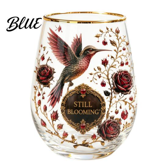 Waldstil Dekorative Glas Handbemalter Becher Eiförmige Tasse mit Goldrand