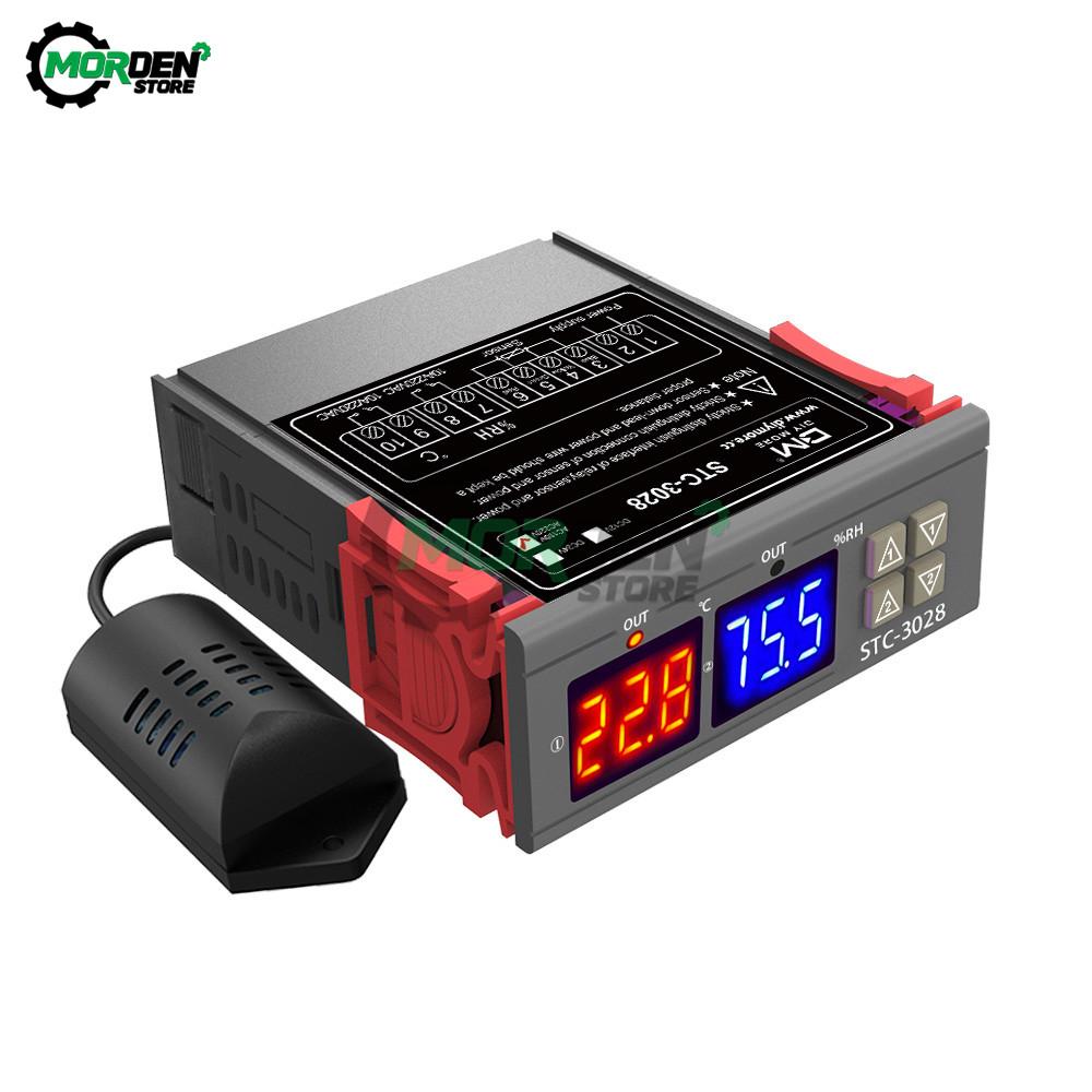 STC-3028 AC 10V 220V Digital Temperature Humidity Controller Thermometer Hygrometer Incubator Thermostat Humidistat STC-3028 110V-220V