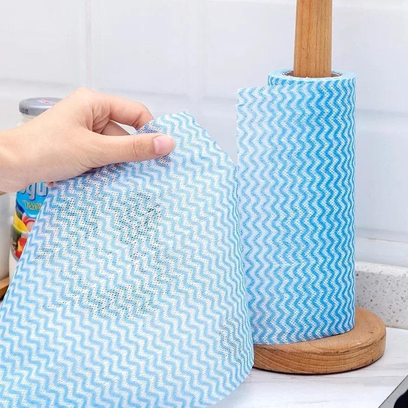 1-4pc Disposable Kitchen Dishcloth Tear-Off Non-Woven Fabric Cleaning Cloth Lazy-Friendly Versatile Kitchen Wipe Absorbent Towel