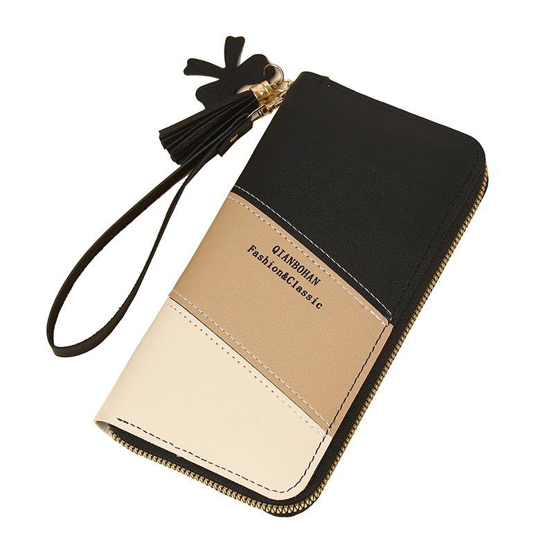 New Wallet Long Women's Zipper Wallet Female Student Color Blocked Versatile Handheld Phone Bag