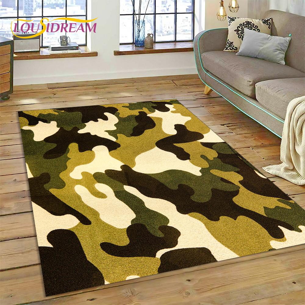 2025 Colorful Camo Green Camouflage Carpet Rug for Living Room Bedroom Home Sofa Decoration Play Area Rug Non-slip Floor Mat
