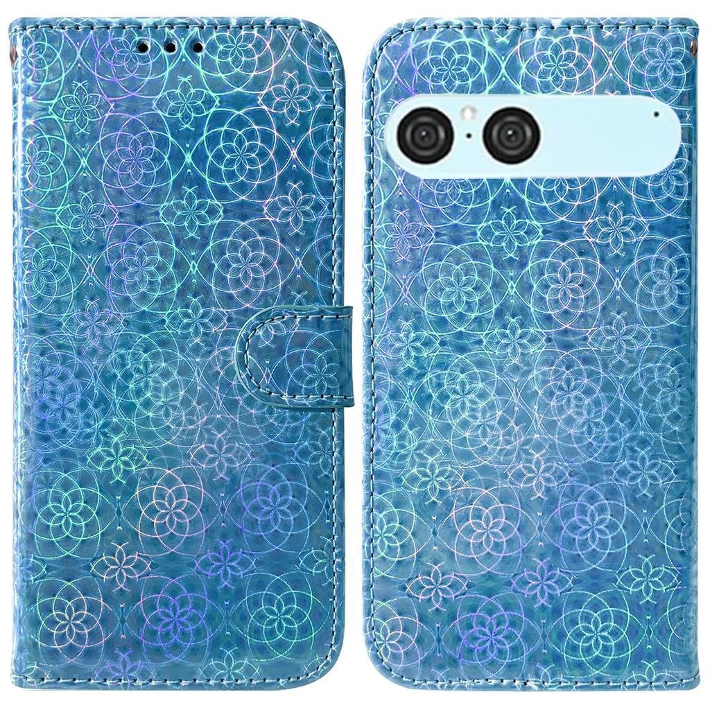 For Sony Xperia 10 VII Stand Case Dazzling Flower Leather Phone Cover with Wrist Strap