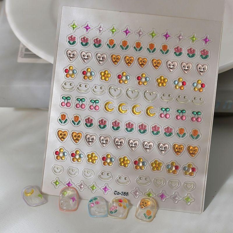

Graffiti Heart Smiling Face Three-Dimensional High Jelly Nail Sticker Waterproof Nail Sticker Five-Color Flower Earphone Box Decals Ornament CO-355
