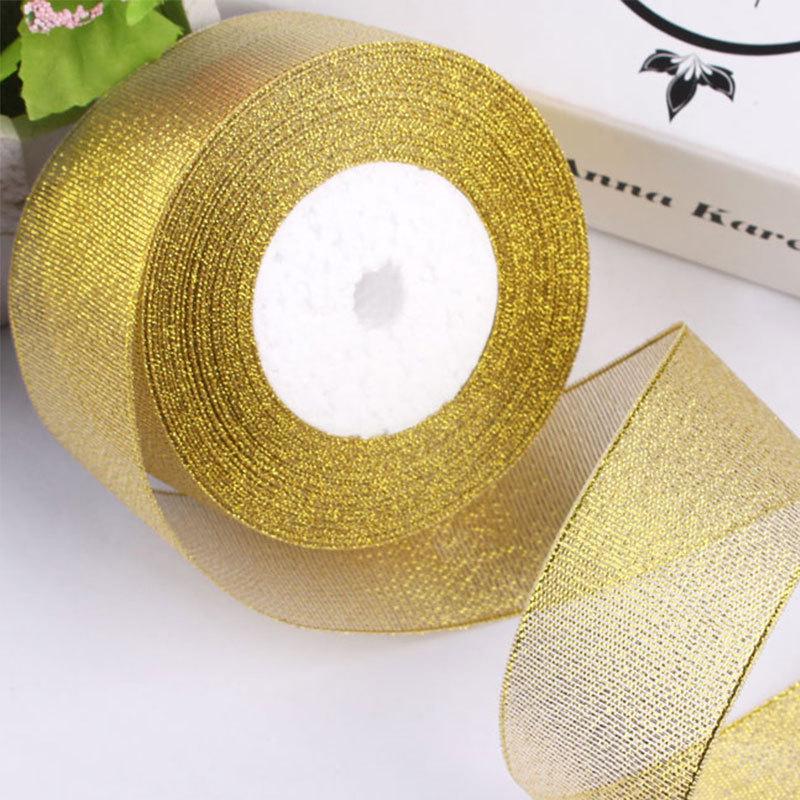 Satin Ribbon with Silver and Gold Glitter for Cake Decoration and Packaging