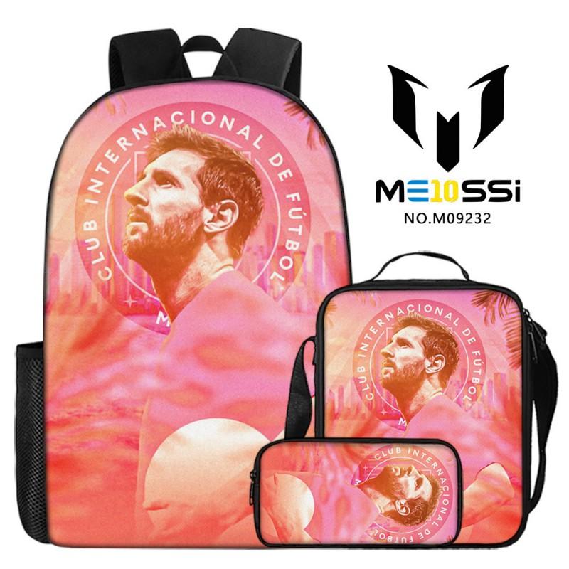 Kids Soccer Fan Backpack Set With Cristiano Ronaldo Neymar Print Oxford Fabric School Bag Boys Girls