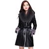 Winter Warm Kunstleder Damen Fleece Langer Mantel Damenbekleidung
