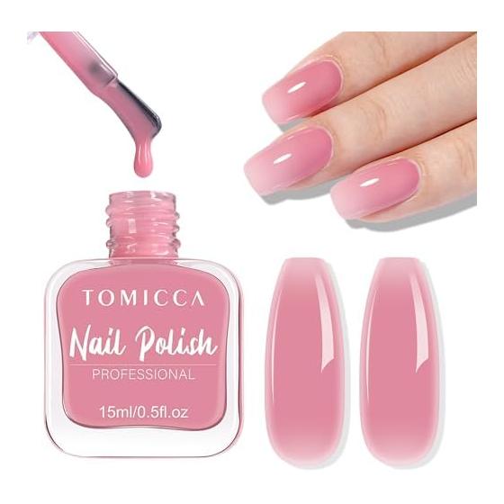 TOMICCA Nail Polish, Quick Dry Nail Polish, Peelable Nails, Glazed Manicure, Water-Based Nails, Natural Shiny, Quick Dry, Slightly Fragrance, Large