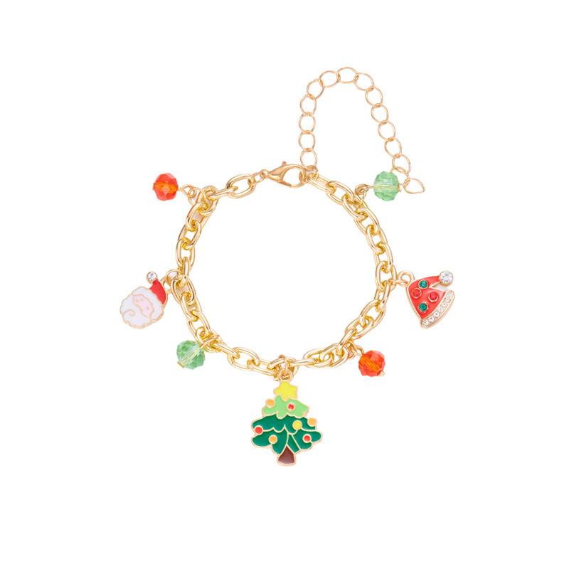 Christmas Tree Santa Claus Cookie Shaped Multi Pendant Bracelets for Women Trendy New Year Festival Party Jewelry Accessories