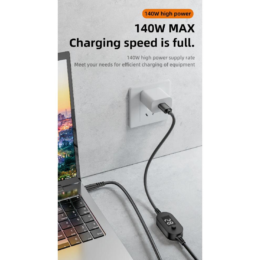 USB C To DC Power Cable 140W Type C To 5V 9V 12V 15V 20V 28V Adjustable Voltage Adapter Connector Cable for Laptop Routers