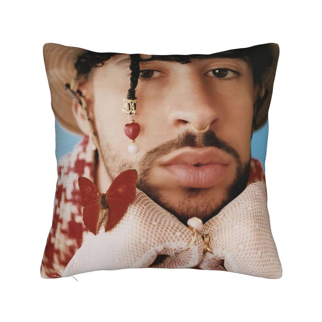Singer Bad Bunny Pillowcase Doublesided Printing Polyester Cushion Cover Decorative Throw Pillow Case Cover Home
