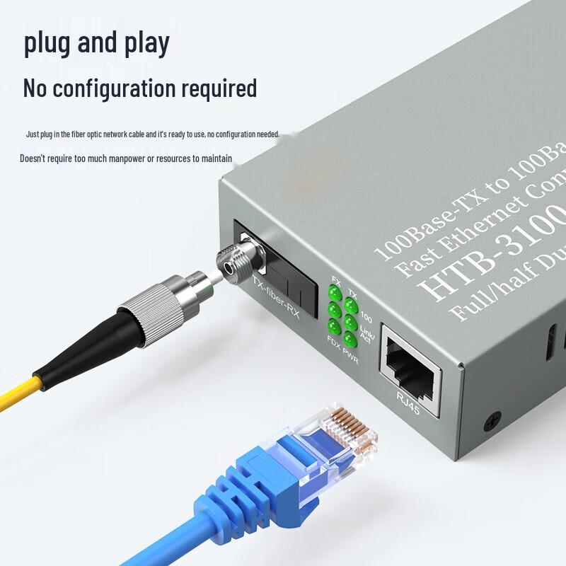 Huorui 100Mbps Single-Mode Single-Fiber Optic Transceiver