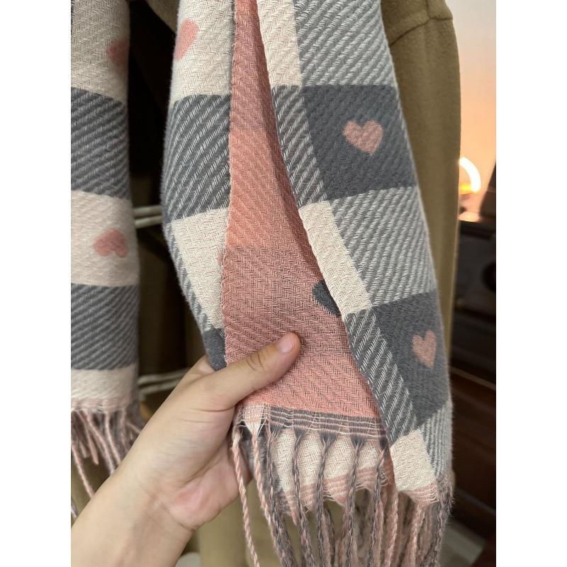 Heart-checked scarf - korean style warm shawl - hot seller