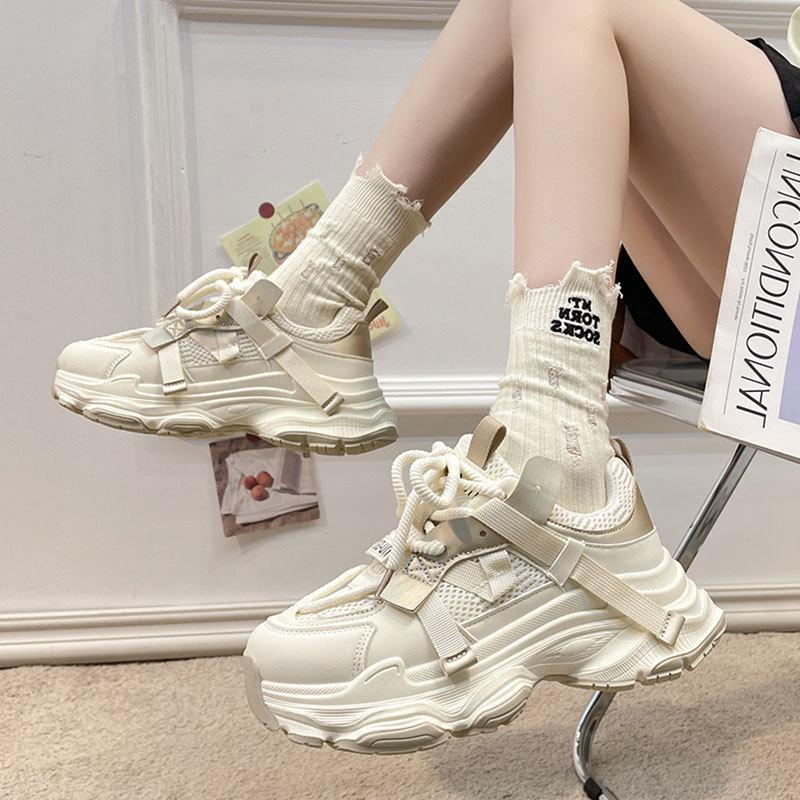 Mesh dad shoes women's platform muffin autumn new versatile small height increase casual women's shoes