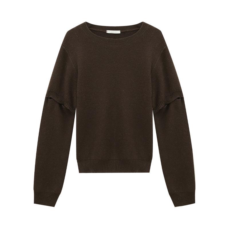 

Love & Nancy Korean Style Round Neck Morandi Wool Sweater for Women One Size