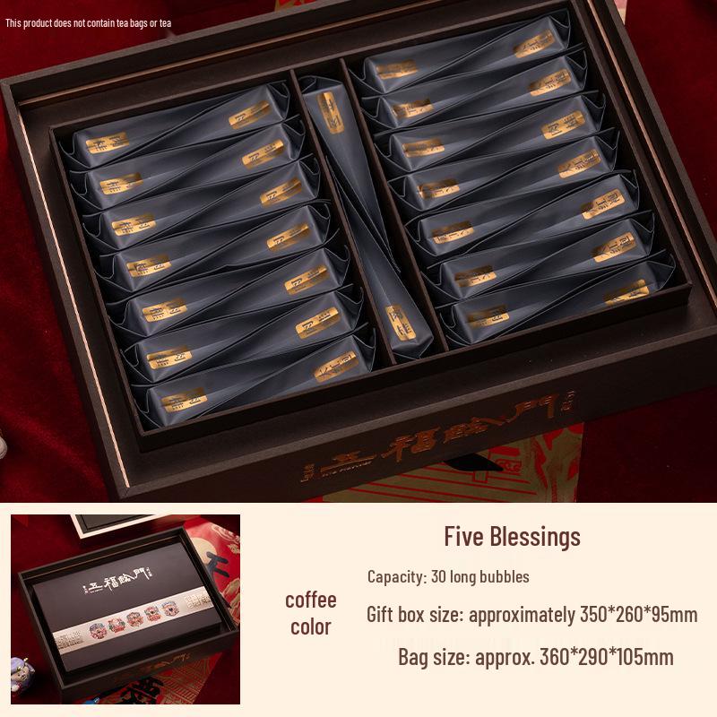 

Luxury Customizable Gift Box: Round, Square, or Large Tea Display with Five Blessings Design.