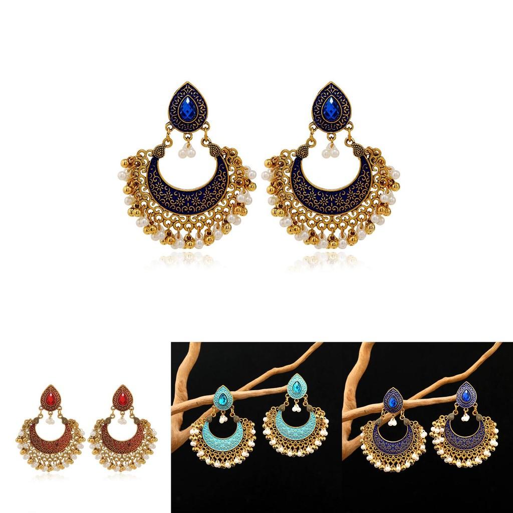 Vintage Indian Inspired Tassel Earrings With Electroplated Finish For Ladies