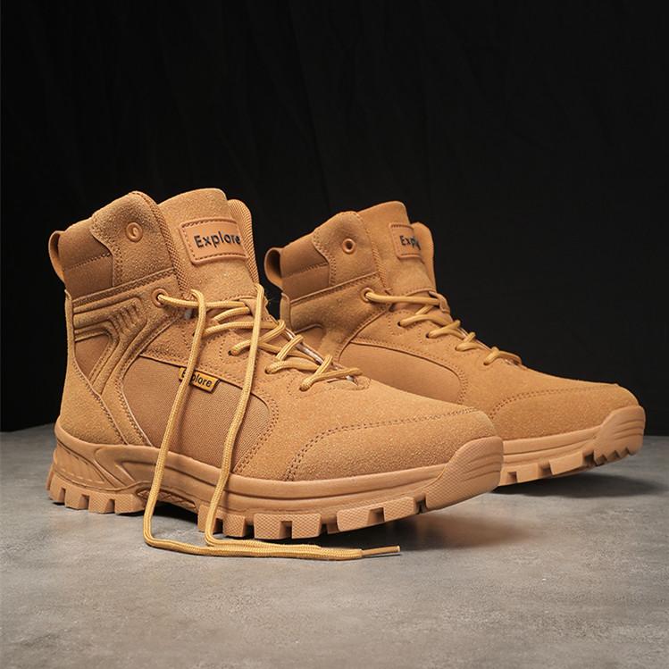 

Mens Waterproof Hiking Boots High Top Anti Slip Desert Boots Wear Resistant Outdoor Suede Sneakers for Men 39 коричневый