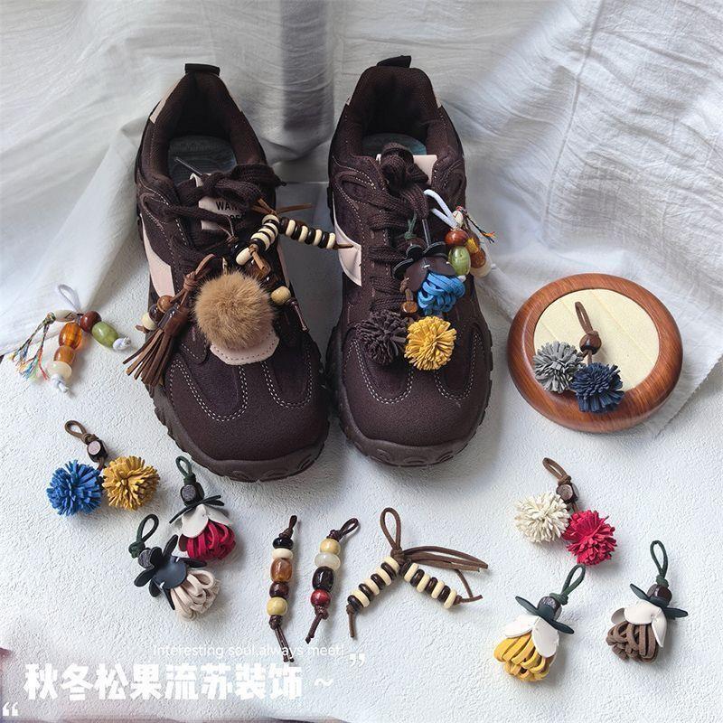 Maillard Tassel Pendant Shoe Charms Leather Flower Shoelace Buckle Sports Shoe Decoration Accessory Sports Shoelace Decor Buckle