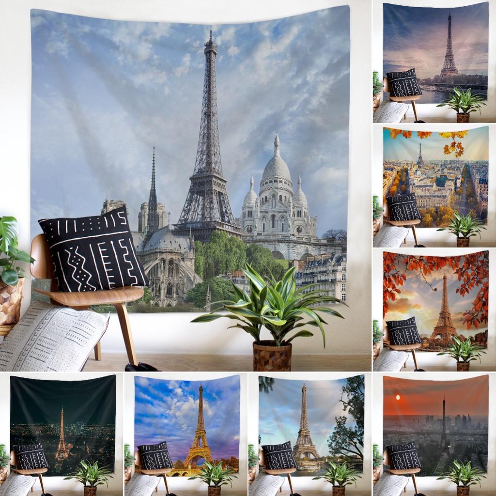 Nordic Paris Eiffel Tower Landscape Polyester Tapestry For Renting House Renovation Student Dormitory Wall Background Hanging Cloth