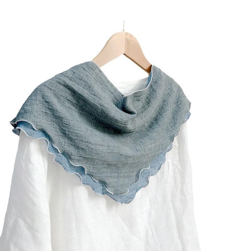 Spring And Summer Double-Layer Double-Sided Triangular Scarf, Thin Neck Protector, Small Silk Scarf, Scarf Shawl Solid Color