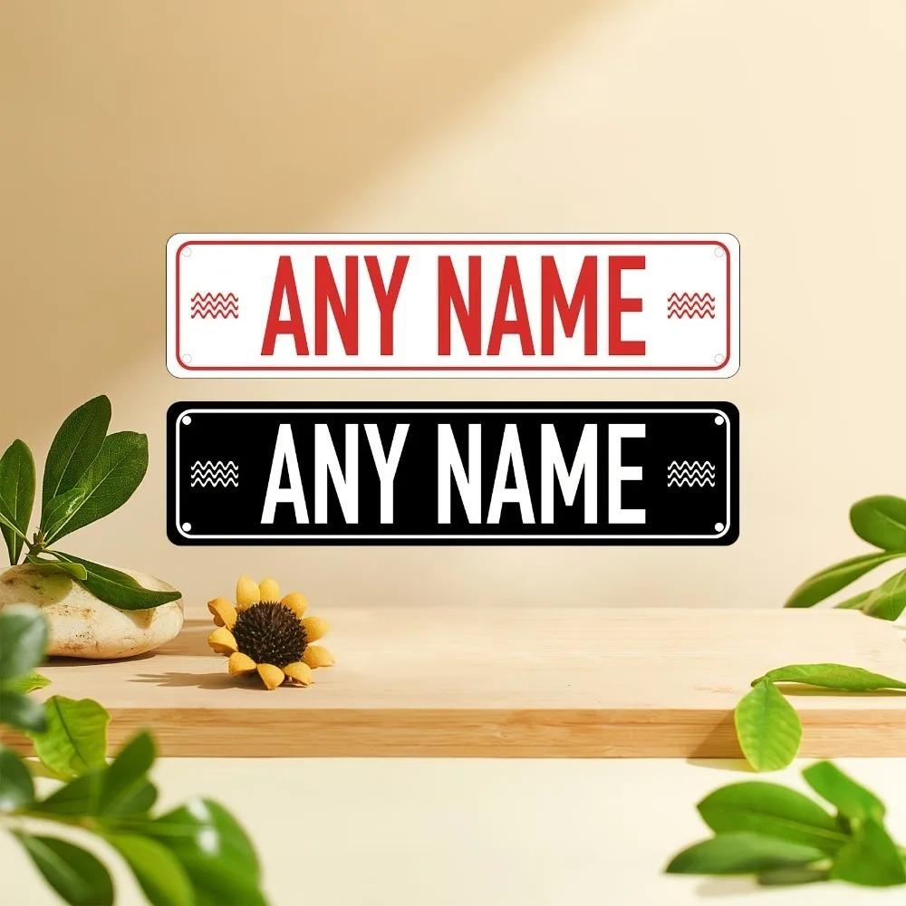 Personalisierter 2D-Flachguss-Straßenschild | 15,75×3,94\ Benutzerdefinierter Name & Nachricht | Mehrfarbige Wanddekoration für jede Szene