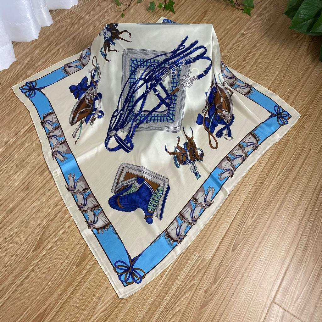 European and American style temperament fashionable small silk scarf simulation silk square scarf 71cm decorative small scarf pattern variety silk sca