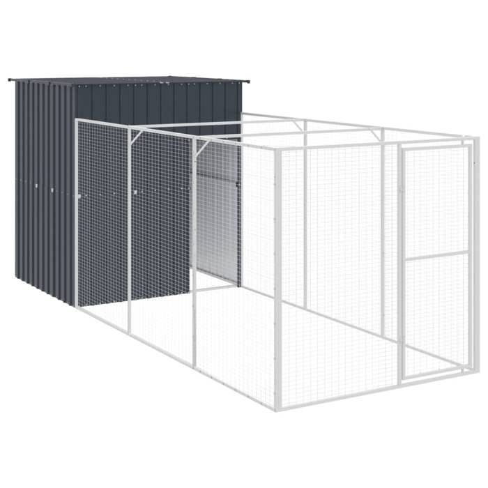 VidaXL Niche pour chien avec cour anthracite 165x455x181 cm, cage pour chien, abri pour chien, maison pour animaux, cages 3189099