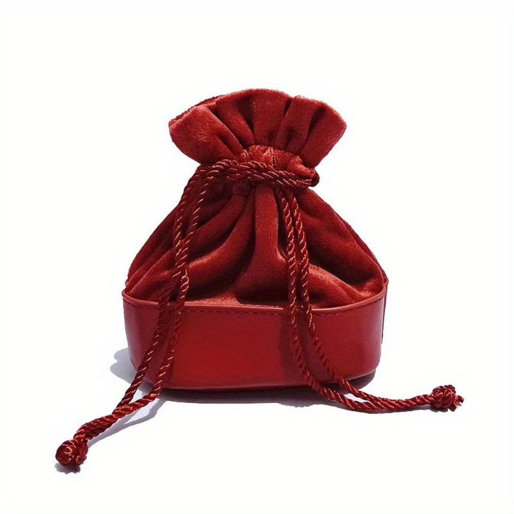 1pc Red/Green Drawstring Drawstring Mouth Lucky Bag, Mobile Phone Cosmetics Storage Packaging, Suede Jewelry Jewelry Bag