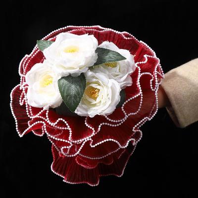 Double-Headed Pearl Wave Yarn: Elegant Polyester Wrap for Bouquets & Cake Decor, Luxurious Floral Packaging Material