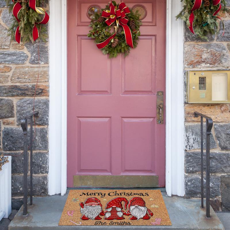 VIKAMA Christmas Gnome Welcome Doormat Indoor Outdoor Area Floor Mat 2025 New Year Home Decor Hallway Kitchen Entrance Carpet