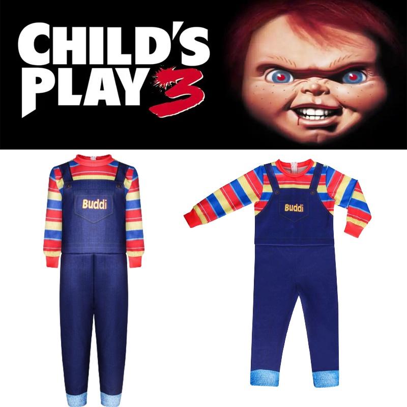 Kinder Kinderspiel Chucky Cosplay Horror Kostüm Jumpsuit für Halloween-Partys