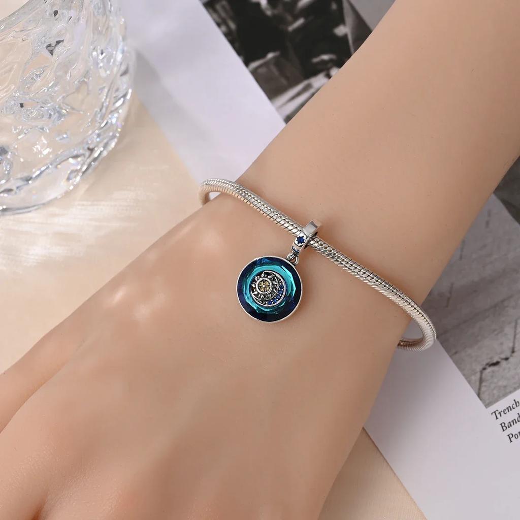 Original Copper Astrolabe Sun&Moon Star Blue Series Charms Fit Bracelet Diy Charm For Women Jewelry Fine Gifts
