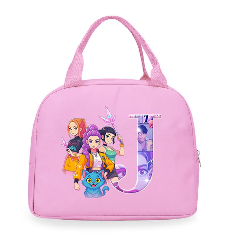 Trend Kpop Anime Cartoon Peripheral 26 Letter Printing Bento Bag Commuter Portable Lunch Box Bag