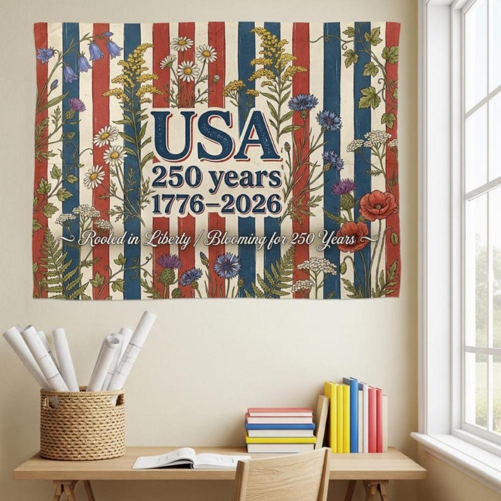 

USA 250 Years Tapestry Single Sided Print Soft Polyester Wall Tapestry Living Room Bedroom Dorm Patriotic Decor Proud Vibe Gift 74x94cm(29x37in)